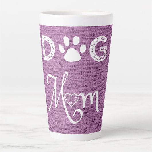 Magenta Burlap Dog mam Latte Mok (Voorkant)