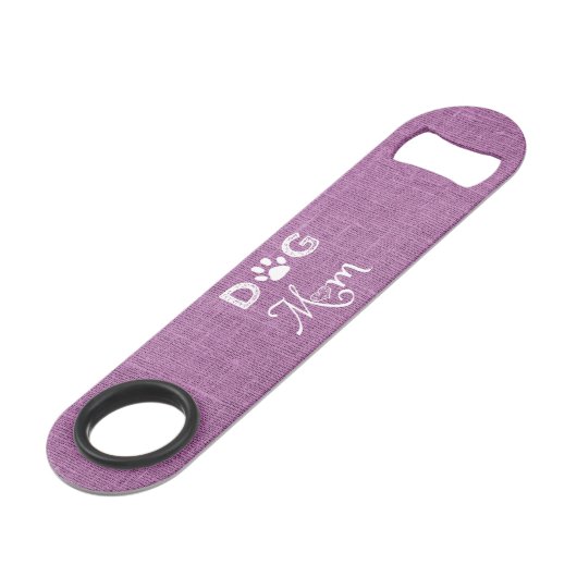Magenta Burlap Dog Mam Steel Bottle Opener Speed Flessenopener (Voorkant Gekanteld)