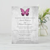 Magenta Butterfly Faire-part de mariage (Debout devant)