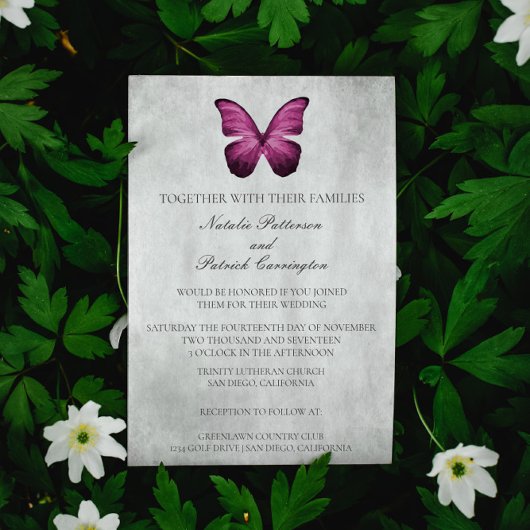 Magenta Butterfly Faire-part de mariage