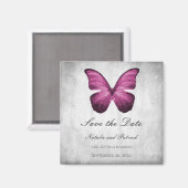 Magenta Butterfly Save the Date Magnet (Recto/Verso)