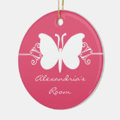 Magenta Butterfly Swirls Ornement Affichette de po (Gauche)