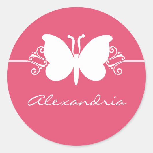 Magenta Butterfly zwaait Stickers (Voorkant)