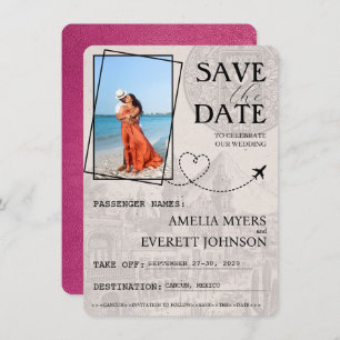 Magenta Cancun Paspoort Bewaar de datum Save The Date