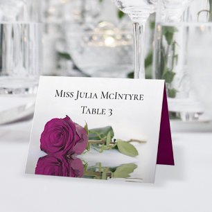 Magenta Cassis Roos Wedding DIY Fold Place Card Kaart