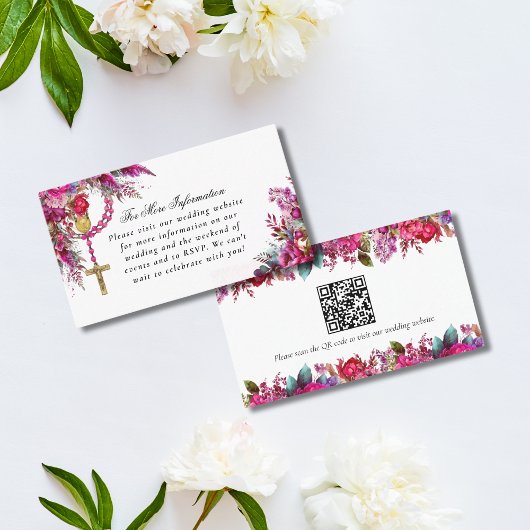 Magenta Catholic Mariage Website QR Carte de boîti