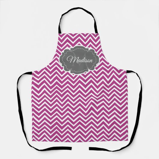 Magenta Chevron Aangepast Schort (Voorkant)