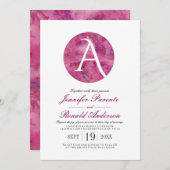 Magenta Cloud Window Monogram Weddenschap Kaart (Voorkant / Achterkant)