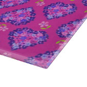 Magenta Coeurs et Fleurs Planche à découper en ver (Coin)