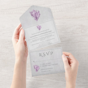 Magenta Conch Shell All in One Wedding Invitation
