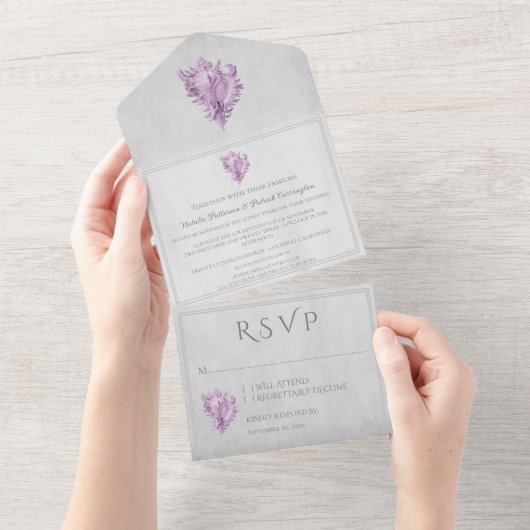 Magenta Conch Shell All in One Wedding Invitation (Déchirure)
