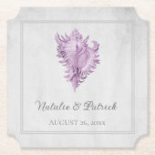 Magenta Conch Shell Wedding Paper-Onderzetters Kartonnen Onderzetters (Voorkant)
