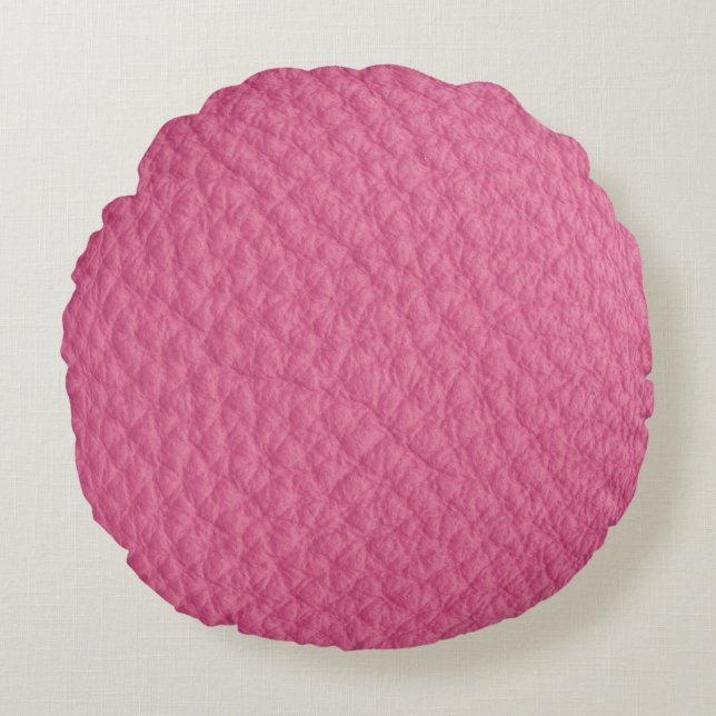 Magenta Cuir Look Imprimer Coussin rond (Devant)