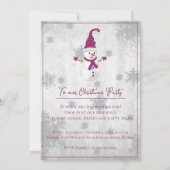 Magenta Cute Snowman Fête de Noël Invitation (Dos)