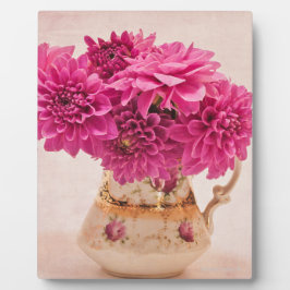 Magenta Dahlias in Vase Foto Plaque Fotoplaat