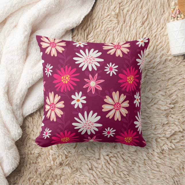 Magenta Daisy Design Kussen (Deken)