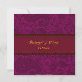 Magenta damask brocade Hindu bruiloft Kaart (Achterkant)