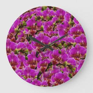 Magenta Dansende Orchids, wandklok Grote Klok