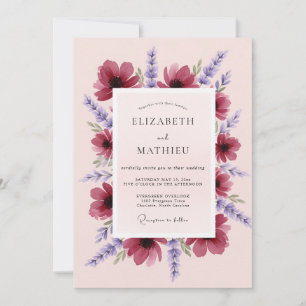 Magenta Delightful Lavender Bruiloft Kaart