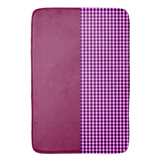 Magenta Denim en Tartan, geheugenschuimrubber Badmat (Voorkant Verticaal)
