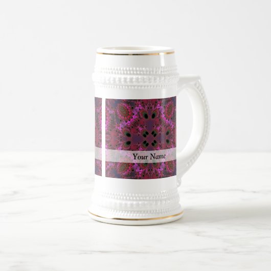 Magenta digitaal fractaal patroon bierpul (Voorkant rechts)