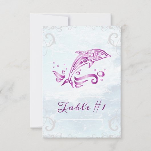 Magenta Dolphin Mariage carte table (Devant)