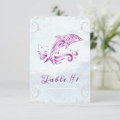 Magenta Dolphin Mariage carte table (Debout devant)