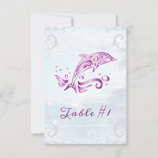 Magenta Dolphin Mariage carte table (Dos)