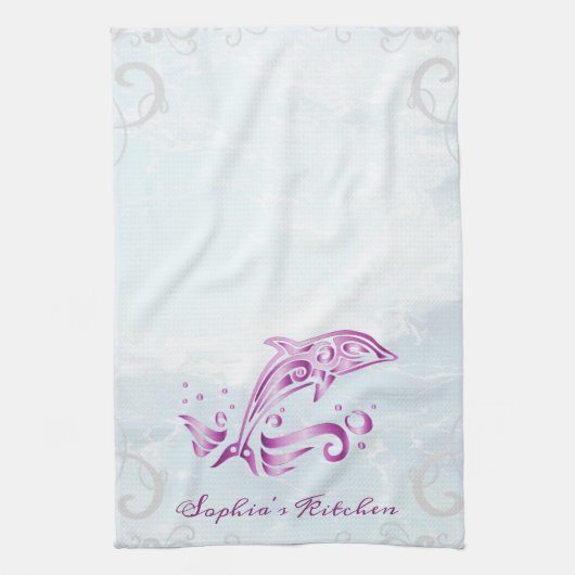 Magenta Dolphin Persoonlijke keukenhanddoeken (Verticaal)