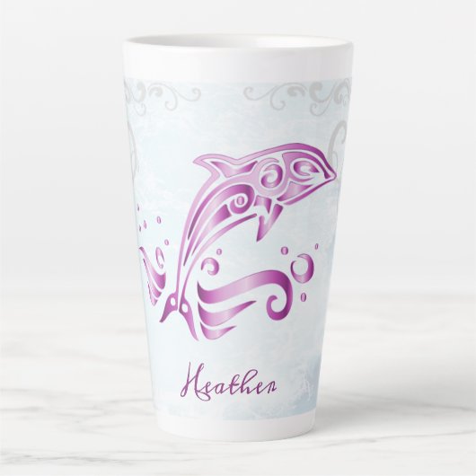 Magenta Dolphin Persoonlijke Latte Mok (Voorkant)