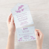Magenta Dolphin tout en un mariage Invitation (Déchirure)
