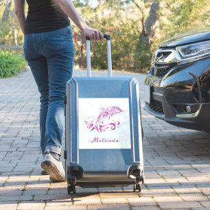 Magenta Dolphin Vinyl Sticker