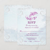 Magenta Dolphin Wedding RSVP Kaart (Voorkant / Achterkant)