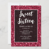 Magenta donker roze glitters Sweet 16 elegante scr Kaart (Voorkant)