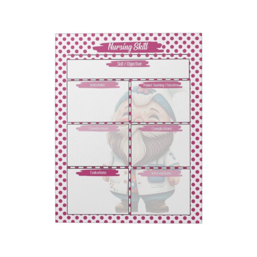 Magenta Dr Gnome Verpleegkunde Student Skills Sjab Notitieblok (Gedraaid)