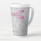 Magenta Dragonfly Damask Latte Mok (Rechterhoek)