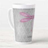 Magenta Dragonfly Damask Latte Mok (Linkerhoek)
