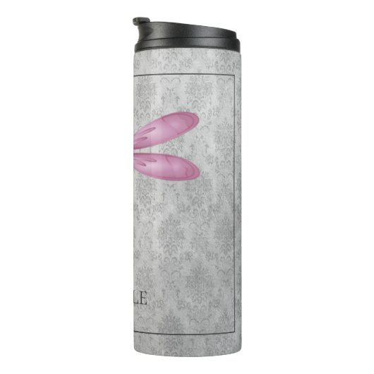 Magenta Dragonfly Damask Thermosbeker (Geroteerd rechts)