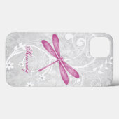 Magenta Dragonfly gepersonaliseerd Case-Mate iPhone Case (Achterkant (horizontaal))
