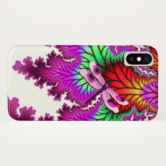 Magenta Dragonfly iPhone X Hoesje (Achterkant (horizontaal))