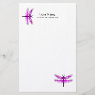 Magenta Dragonfly Linen Stationery Briefpapier