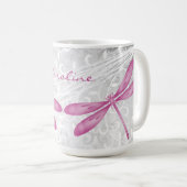 Magenta Dragonfly Mok op maat van koffie (Voorkant rechts)