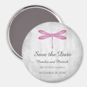 Magenta Dragonfly Save the Date Magnet (Recto/Verso)
