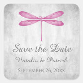 Magenta Dragonfly Save the Date Stickers (Devant)