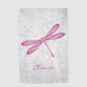 Magenta Dragonfly Serviette de golf personnalisée (Devant)