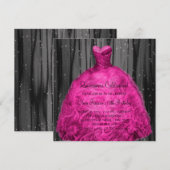 Magenta Dress Quinceanera Kaart (Voorkant / Achterkant)