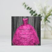 Magenta Dress Quinceanera Kaart (Staand voorkant)