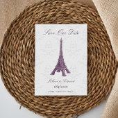 Magenta Eiffel Tower Damask sparen de Datum Aankondiging