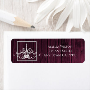 Magenta Eiffel Tower Rustic Return Address Label