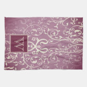 Magenta Elegant Flourish Monogram Serviette (Horizontal)